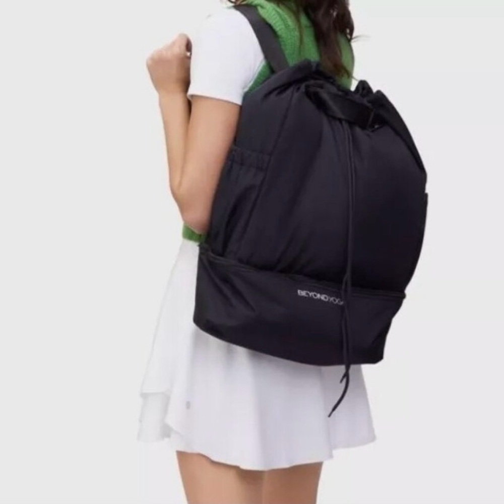 Beyond Yoga Black Drawstring Backpack Tote